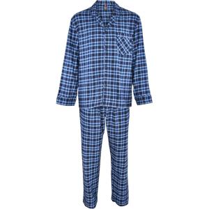 Hanes Men’s 100% Cotton Flannel Plaid Pajama Top and Pant Set, Long Sleeve Button Down(Blue)