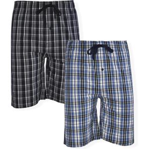 Hanes Men’s 2-Pack Woven Pajama Shorts – Lightweight Breathable Lounge Fit for Summer, Pantalones Cortos para Hombre 2-Pack(Blue/Black)