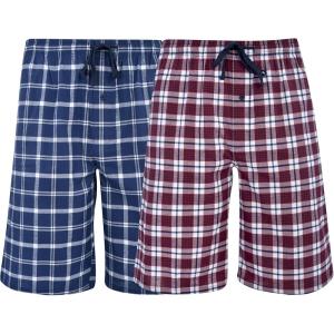 Hanes Men’s 2-Pack Woven Pajama Shorts – Lightweight Breathable Lounge Fit for Summer, Pantalones Cortos para Hombre 2-Pack(Navy & Red)