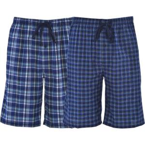 Hanes Men’s 2-Pack Woven Pajama Shorts – Lightweight Breathable Lounge Fit for Summer, Pantalones Cortos para Hombre 2-Pack(Navy Plaid)