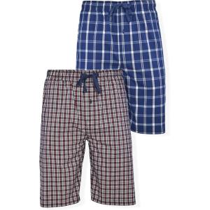 Hanes Men’s 2-Pack Woven Pajama Shorts – Lightweight Breathable Lounge Fit for Summer, Pantalones Cortos para Hombre 2-Pack(Navy/Red Gingham)