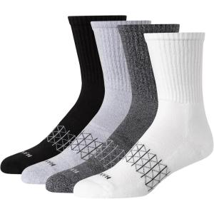 Hanes Men’s Absolute Active Cushioned Crew Socks (4-Pack)(Black  Gray  White)