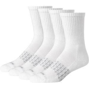 Hanes Men’s Absolute Active Cushioned Crew Socks (4-Pack)(White)