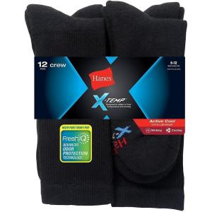 Hanes Men’s Big & Tall Crew Socks (12-Pack)(Black)