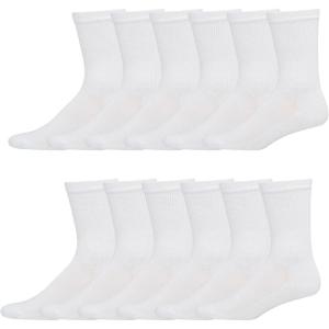 Hanes Men’s Big & Tall Crew Socks (12-Pack)(White)