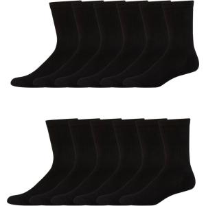 Hanes Men’s Hanes Men’s Socks, X-temp Cushioned Crew Socks, 12-pack(Black)