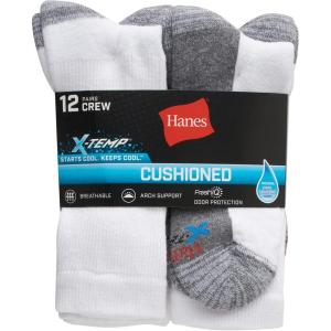 Hanes Men’s Hanes Men’s Socks, X-temp Cushioned Crew Socks, 12-pack(White – 12 Pack)