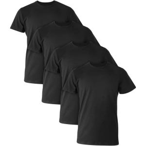 Hanes Mens Hanes Ultimate Comfort Fit Undershirt, Men’s Crewneck Stretch-Cotton T-Shirt, 4-Pack(Black – 4 Pack)