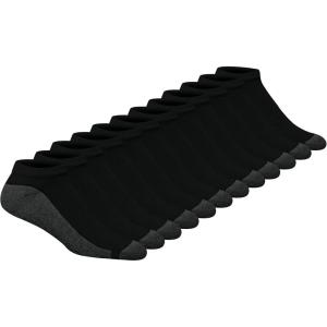 Hanes Men’s Max Cushion Low Cut Socks, 6, 8, and 12 Pair Pack, White and Black(Black – 12 Pair Pack)