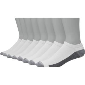 Hanes Men’s Max Cushion Low Cut Socks, 6, 8, and 12 Pair Pack, White and Black(White – 8 Pair Pack)
