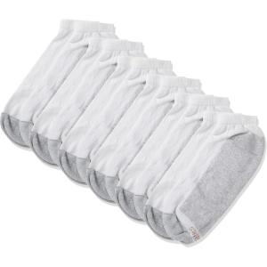 Hanes Men’s Max Cushion Low Cut Socks, 6, 8, and 12 Pair Pack, White and Black(White)