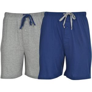 Hanes Men’s Sleep Shorts 2 Pack – Cotton, 7.5″ Inseam, Athletic, Pajamas, Soft Loungewear, Pantalones Cortos(Blue Depth/Heather Grey)
