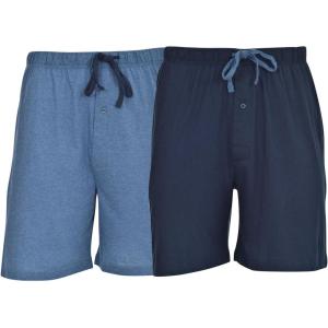 Hanes Men’s Sleep Shorts 2 Pack – Cotton, 7.5″ Inseam, Athletic, Pajamas, Soft Loungewear, Pantalones Cortos(Blue Heather/Bright Navy)