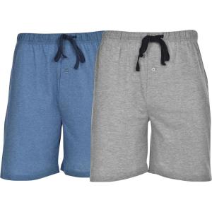 Hanes Men’s Sleep Shorts 2 Pack – Cotton, 7.5″ Inseam, Athletic, Pajamas, Soft Loungewear, Pantalones Cortos(Grey Heather/Chambrey Blue)