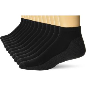 Hanes Men’s Socks, X-Temp Cushioned Low Cut Socks, 12-Pack(Black)