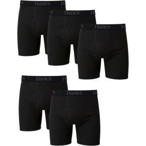 Hanes Men’s Underwear Boxer Briefs Pack, Moisture-wicking Underwear for Men, Breathable, Cool & Breathable Cotton(Black)
