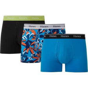 Hanes Originals Men’s Boxer Briefs & Trunks, Stretch Cotton Moisture-Wicking Underwear, Modern Fit Low Rise, Multipacks(Trunks – Blue/Black – 3 Pack)
