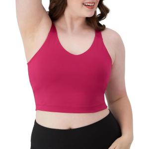 Hanes Womens Moves Crop Bralette, V-Neck Cropped Pullover, Built-in Shelf Bra, Odor Control(Fresh Berry)