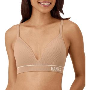 Hanes Women’s Originals Seamless Wireless Bra, ComfortFlex Fit, Rib Contour Bra, Full Coverage(Deep Glow)