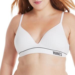 Hanes Women’s Originals Seamless Wireless Bra, ComfortFlex Fit, Rib Contour Bra, Full Coverage(White)