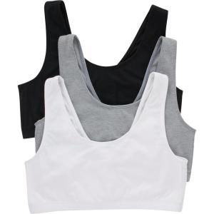 Hanes Women’s Pack, Cotton Scoopneck Bralette, Low-Impact Sports Bra, 3-Pack(Black/Concrete Heather/White)