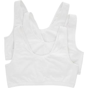 Hanes Women’s Pack, Cotton Scoopneck Bralette, Low-Impact Sports Bra, 3-Pack(White/White/White)