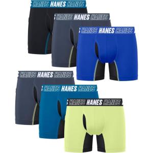Hanes boys Moves Underwear, Anti-chafe Boxer Briefs for Boys, 6-pack(Black/Blue/Lime- Regular Leg)