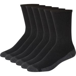 Hanes mens Max Cushioned Crew Socks, Moisture-wicking With Odor Control, Multi-packCrew Sock(Black/Grey Foot Bottom – 6 Pack)