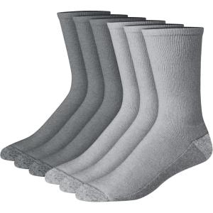 Hanes mens Max Cushioned Crew Socks, Moisture-wicking With Odor Control, Multi-packCrew Sock(Gray/Charcoal – 6 Pack)