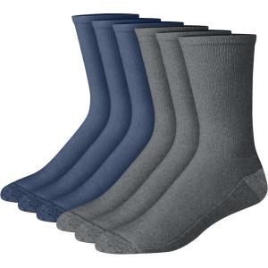 Hanes mens Max Cushioned Crew Socks, Moisture-wicking With Odor Control, Multi-packCrew Sock(Navy/Charcoal – 6 Pack)