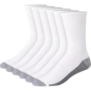 Hanes mens Max Cushioned Crew Socks, Moisture-wicking With Odor Control, Multi-packCrew Sock(White/Grey Foot Bottom – 6 Pack)