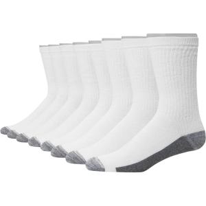 Hanes mens Max Cushioned Crew Socks, Moisture-wicking With Odor Control, Multi-packCrew Sock(White/Grey Foot Bottom – 8 Pack)