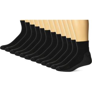 Hanes mens Socks, X-temp Cushioned Ankle Socks, 12-pack(Black)