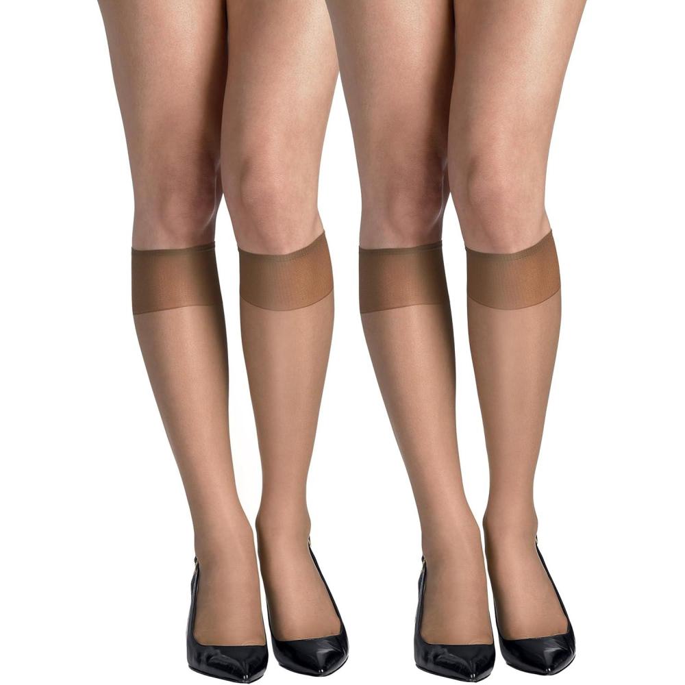 imageHanes Womens Silky Sheer KneeHigh StockingsBarely There