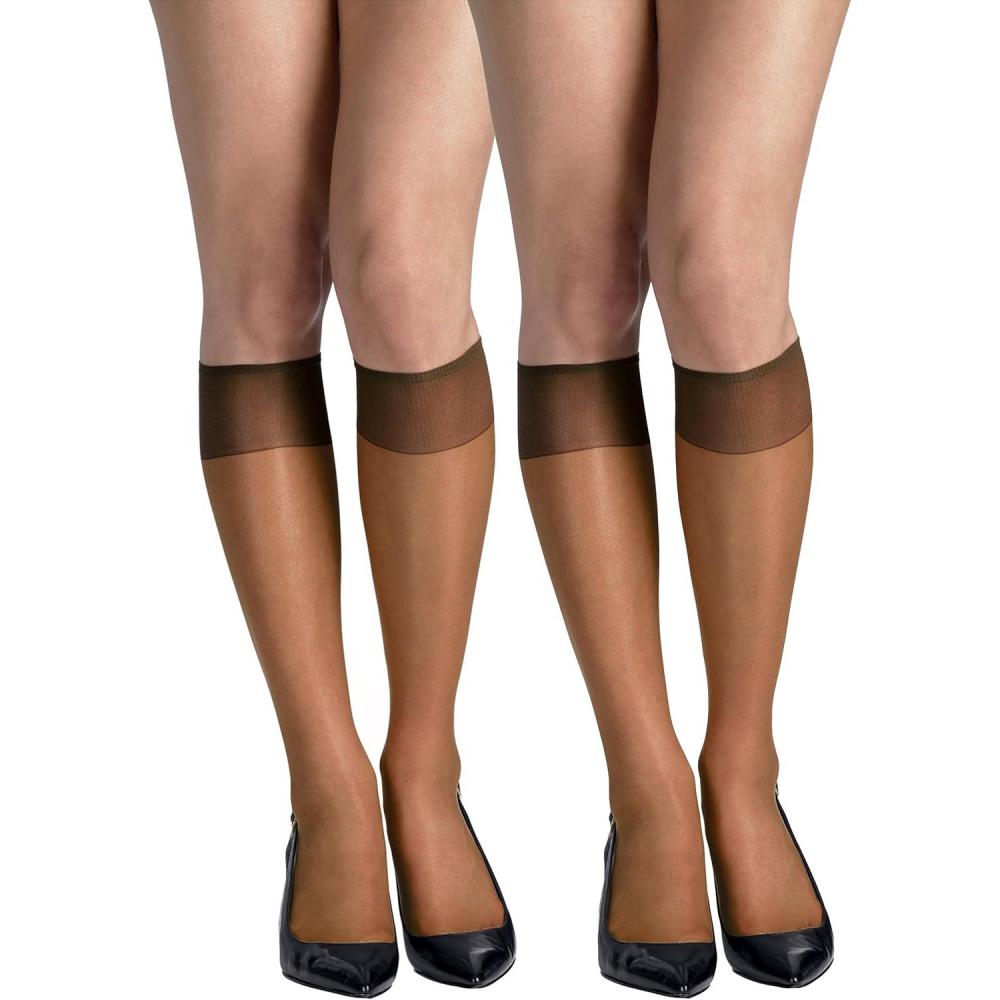 imageHanes Womens Silky Sheer KneeHigh StockingsGentle Brown