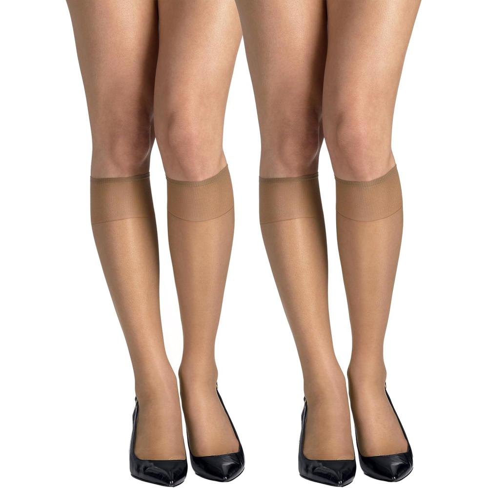 imageHanes Womens Silky Sheer KneeHigh StockingsLittle Color