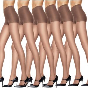 Hanes Silk Reflections Pantyhose Silky Sheer- Control Top- Reinforced Toe(Barely There (Pack of 6))