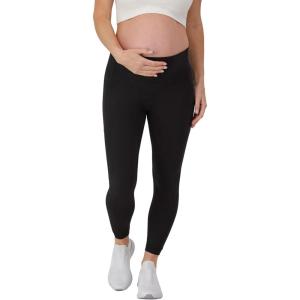 Hanes Womens Maternity 7/8 Leggings, Stretch & Recover Pregnancy Leggings with Foldable Waistband, 25” Inseam(Black)
