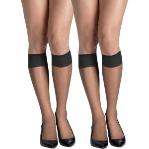 Hanes Women’s Silky Sheer Knee-High Stockings(Barely Black)