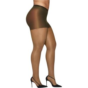 Hanes womens Curves Control Top Sheer Toe Silky Sheer Pantyhose With Wicking Cool Comfort(Barely There)