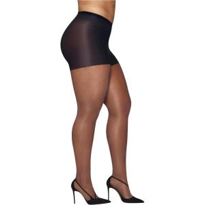 Hanes womens Curves Control Top Sheer Toe Silky Sheer Pantyhose With Wicking Cool Comfort(Black)