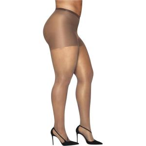 Hanes womens Curves Control Top Sheer Toe Silky Sheer Pantyhose With Wicking Cool Comfort(Nude)