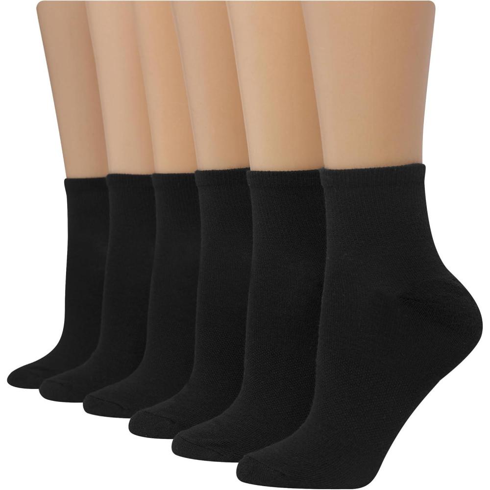 imageHanes Womens 6Pair Comfort Fit Ankle SocksBlack  6 Pack