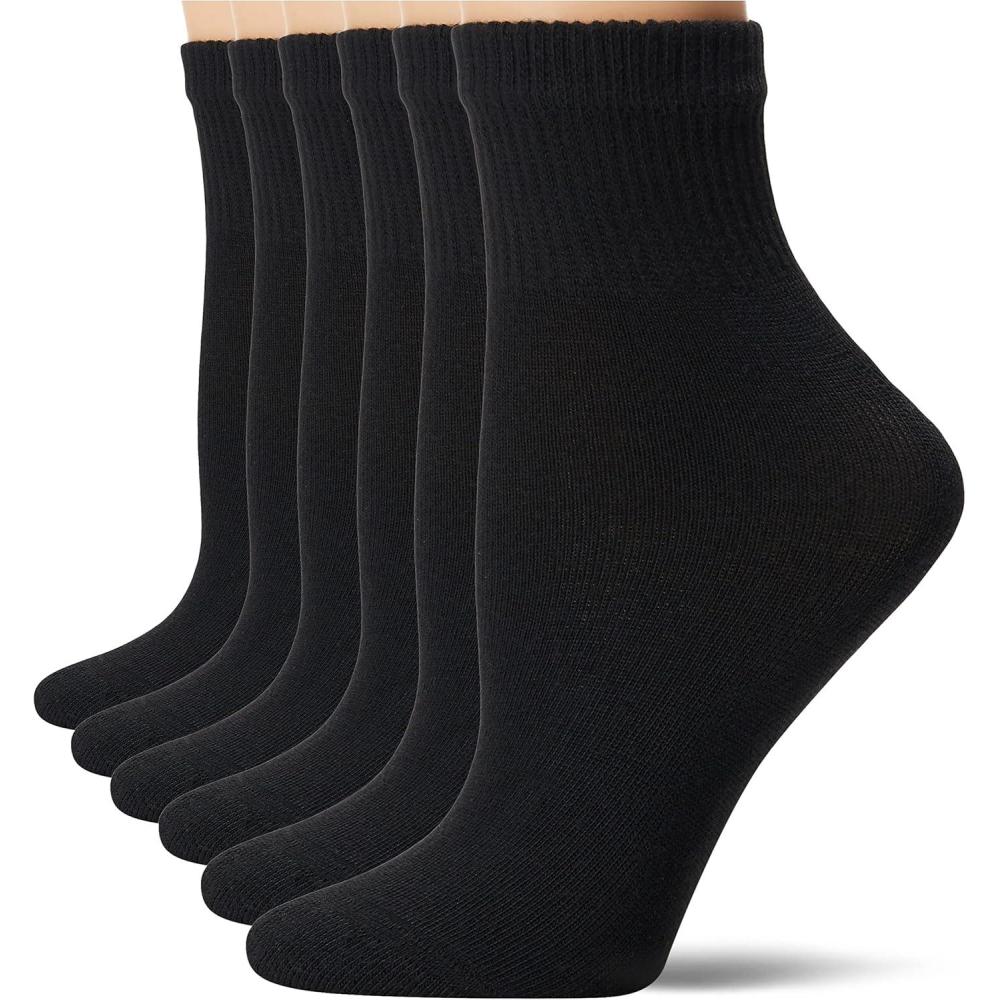 imageHanes womens Ankle Socks Comfort Toe Seamed White amp Black Available 6packBlack  6 Pack