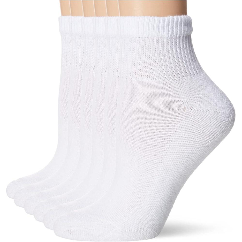 imageHanes womens Ankle Socks Comfort Toe Seamed White amp Black Available 6packWhite  6 Pack