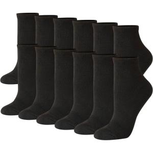 Hanes Women’s 6-Pair Comfort Fit Ankle Socks(Black – 12 Pack)