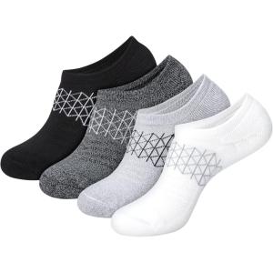 Hanes Women’s Absolute Active No Show Socks (4-Pack)(Black/Grey/White)