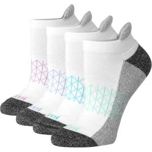 Hanes Women’s Cushioned No Show Tab Socks (4-Pairs)(White – 4 Pack)