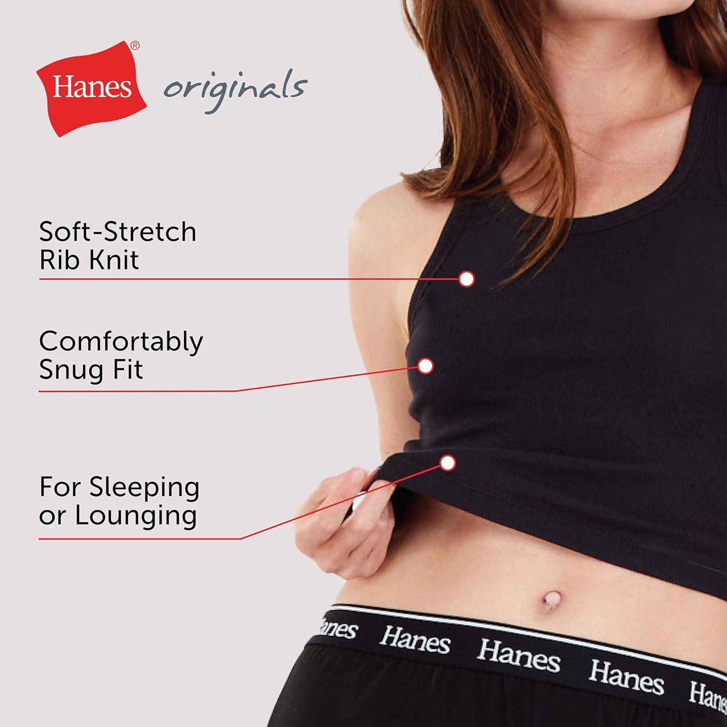 imageHanes Womens Originals Comfywear Rib Crop Cotton Tank Top 2PackPink OleanderWhite