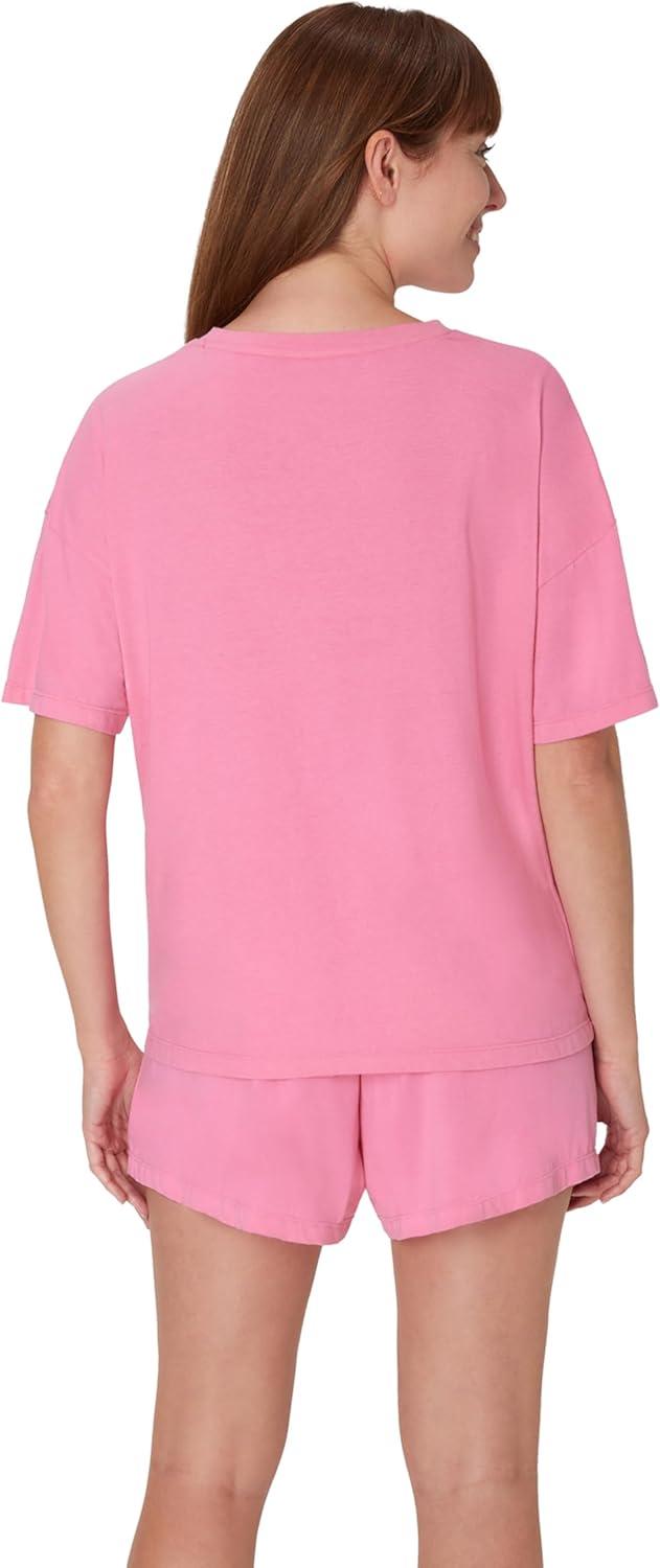 imageHanes womens Originals 2 Piece Lounge Set Comfywear Supersoft Boxy Tshirt amp Sleep Shorts Loungewear SetParrot PinkParrot Pink